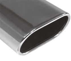 FOX Anschweißendrohr Typ 52 150x70 mm / Länge: 300 mm - flachoval / eingerollt / 30° abgeschrägt / ohne Absorber