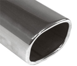 FOX Anschweißendrohr Typ 70 93x79 mm / Länge: 200 mm - rechteckig abgerundet / eingerollt / 15°abgeschrägt / ohne Absorber