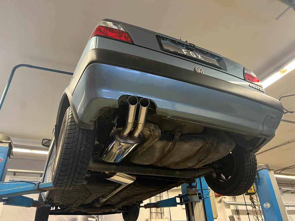 FOX VW Golf II Typ 19E Endschalldämpfer - 2x55 Typ 14 mit Knick nach links