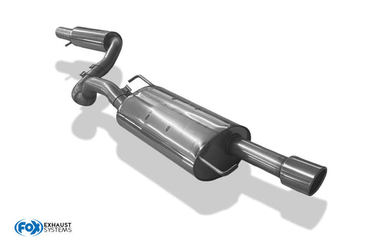 FOX VW Golf IV Jubi-Stoßstange Endschalldämpfer Ø63,5 und Vorschalldämpfer - 1x90 Typ 16 passend an die originale Jubi-Stoßstange