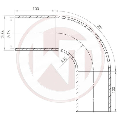 Wagner Tuning Ø76mm Silikonschlauch 90° Bogen schwarz