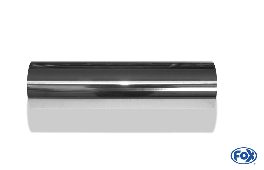 FOX Anschweißendrohr Typ 22 Ø 80 mm / Gesamtlänge: 300 mm  - rund / uneingerollt / gerade / mit poliertem Absorber (Innendurchmesser 45mm - Länge: ca. 120mm)