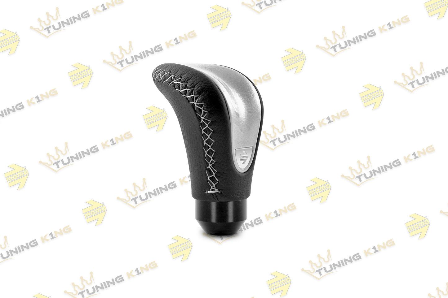 MOMO Schaltknauf Combat Evo Silber / Schwarz Leder