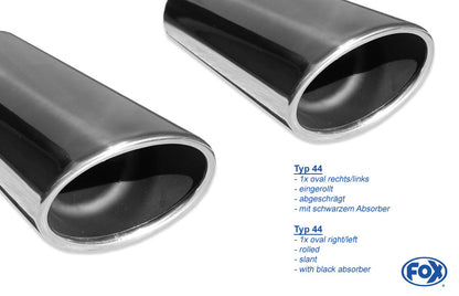 Opel Adam S Endschalldämpfer quer Ausgang rechts/links - 115x85 Typ 44 rechts/links