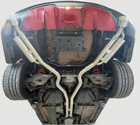 Grail Auspuffanlage Ford Mustang Gen. 6 VFL 5.0 (2-Rohr) - H-Pipe mit MSD Edelstahl Endrohre EU Coupé