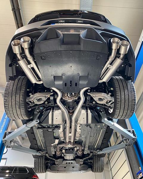 Grail Auspuffanlage Ford Mustang Gen. 6 VFL/FL 5.0 (4-Rohr) - XTREME ohne Endrohre 2015-2017 (VFL) US Coupé ohne Serienklappen ohne Heckdiffusor Montage bei Grail