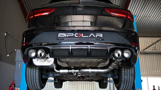 Grail Auspuffanlage Seat Leon Cupra R ST (DNUE) 3-Zoll 4-flutig Carbon Endrohre an HJS Montage bei Grail
