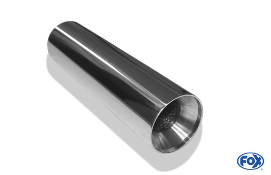 FOX Anschweißendrohr Typ 22 Ø 80 mm / Gesamtlänge: 300 mm  - rund / uneingerollt / gerade / mit poliertem Absorber (Innendurchmesser 45mm - Länge: ca. 120mm)