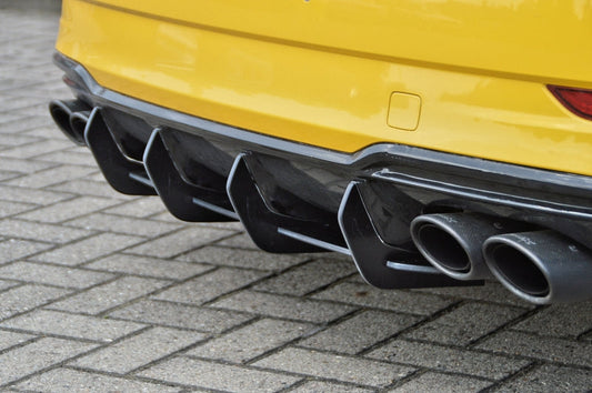 Gefräster Heckansatz Audi A3, 8V, S-Line + S3, Limousine Schwarz Matt