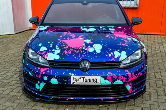 CUP Frontspoilerlippe ABS Volkswagen Golf 7 R + R-Line, Typ AU Schwarz Glanz
