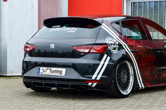 Gefräster Heckansatz Seat Leon 3, 5F ab Bj.: 2013-2016 Schwarz Matt