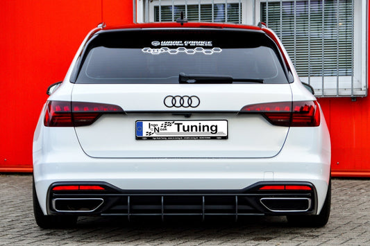 Gefräster Heckansatz Audi A4 Facelift, B9 8W ab Bj.:2019- Schwarz Matt