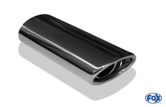 FOX Anschweißendrohr Typ 33 86x54 mm / Länge: 200 mm / oval / eingerollt / 15° abgeschrägt / mit Absorber