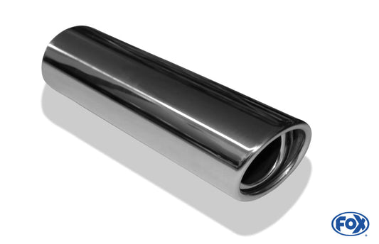 FOX Anschweißendrohr Typ 33 88x74 mm / Länge: 300 mm  - oval / eingerollt / 15° abgeschrägt / mit Absorber