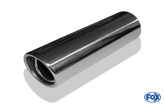 FOX Anschweißendrohr Typ 33 88x74 mm / Länge: 300 mm  - oval / eingerollt / 15° abgeschrägt / mit Absorber