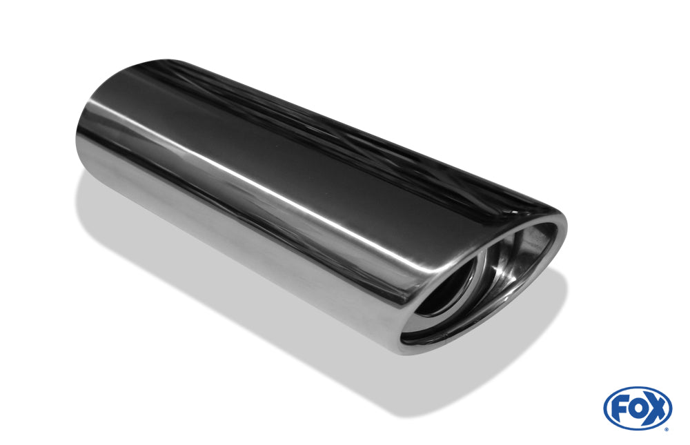 FOX Anschweißendrohr Typ 33 115x85 mm / Länge: 300 mm  - oval / eingerollt / 24,5° abgeschrägt / mit Absorber