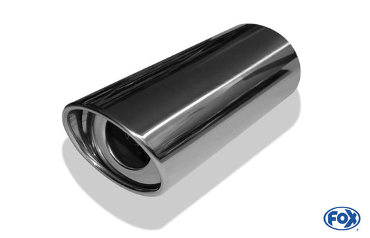 FOX Anschweißendrohr Typ 33 129x106 mm / Länge: 300 mm  - oval / eingerollt / 15° abgeschrägt / mit Absorber