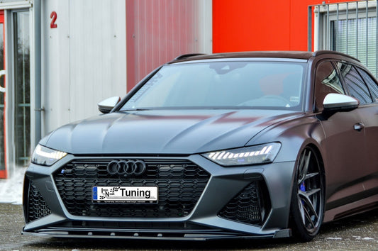 CUP Frontspoilerlippe ABS mit Seitenwing Audi RS6, Typ C8 4K Schwarz Glanz