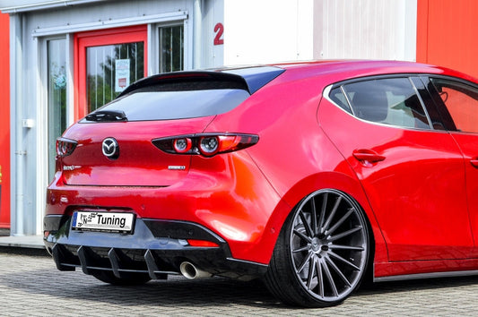 Gefräster Heckansatz mit Seitenflaps Mazda 3, BP ab Bj.: 2018- Schwarz Matt