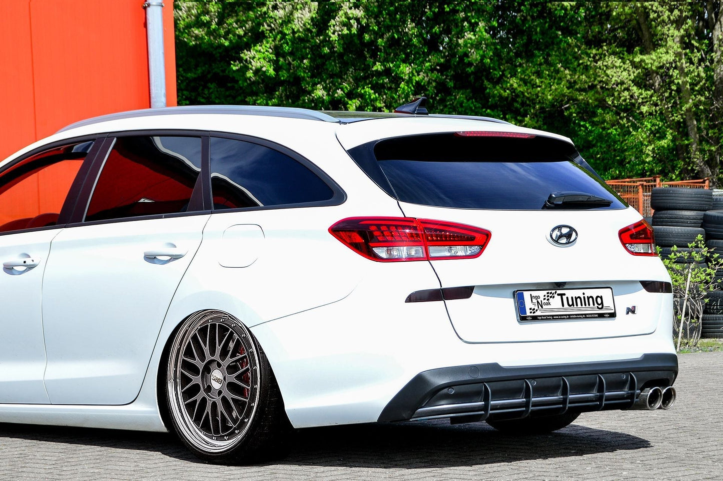 Gefräster Heckansatz Hyundai i30 N-Line Kombi ab Bj.: 2021- Schwarz Matt