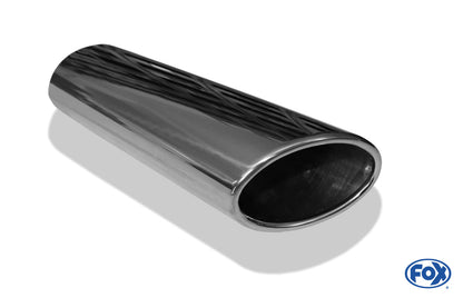 FOX Anschweißendrohr Typ 38 - Links 106x71 mm / Länge: 300 mm - oval  - seitlich nach links abgeschrägt / eingerollt / ohne Absorber