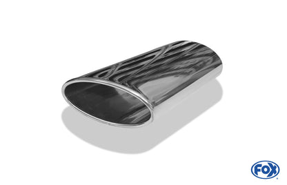 FOX Anschweißendrohr Typ 38 - Rechts 160x90 mm / Länge: 300 mm - oval  - seitlich nach rechts 15°, sowie 15° nach unten abgeschrägt / eingerollt / ohne Absorber