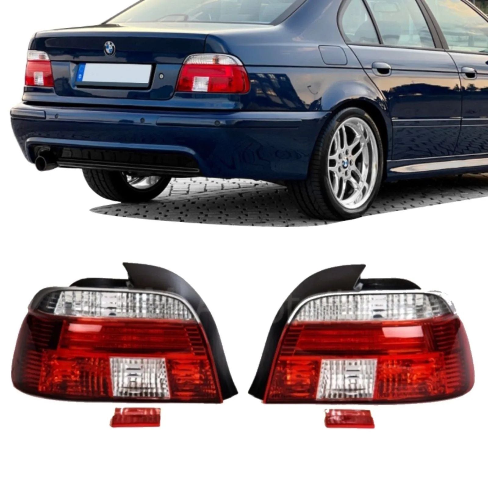 Rückleuchten Klarglas Facelift Rot Weiß 1308 BMW 5er E39 Limousine 11/1995 - 09/2000
