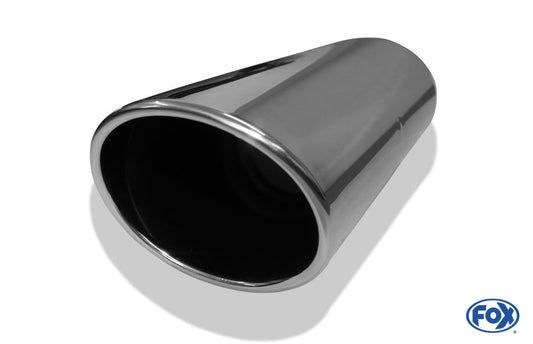 FOX Anschweißendrohr Typ 44 129x106 mm / Länge: 300 mm  - oval / eingerollt / 15° abgeschrägt / mit lang gezogener Tulpe