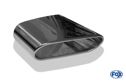 FOX Anschweißendrohr Typ 49 220x85 mm / Länge: 210 mm - flachoval / eingerollt / 25° abgeschrägt nach unten/ nach links 15° abgeschrägt