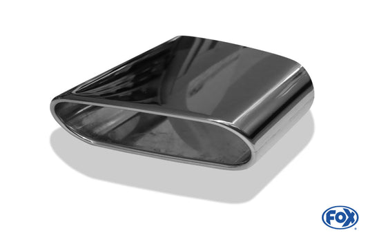 FOX Anschweißendrohr Typ 49 220x85 mm / Länge: 210 mm - flachoval / eingerollt / 25° abgeschrägt nach unten/ nach rechts 15° abgeschrägt