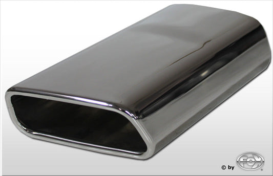FOX Anschweißendrohr Typ 59 Rechts 145x65 mm / Länge: 270 mm - trapezförmig / eingerollt / 20° abgeschrägt nach unten/ nach rechts 15° abgeschrägt