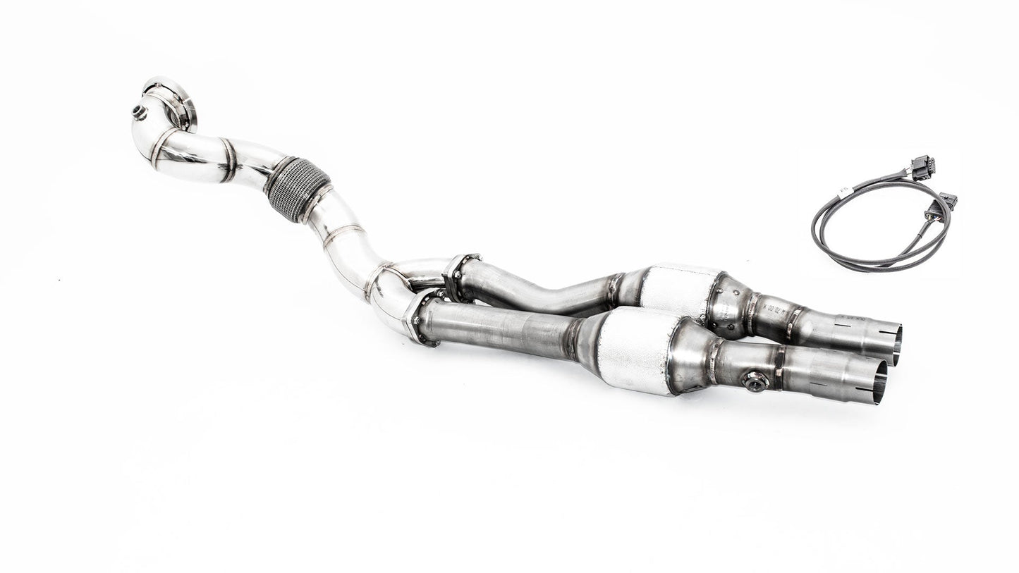 Friedrich Motorsport 1x90mm / 2x70mm Downpipe mit 200 Zellen Sport-Kat. Audi RS3 8V Sportback Quattro