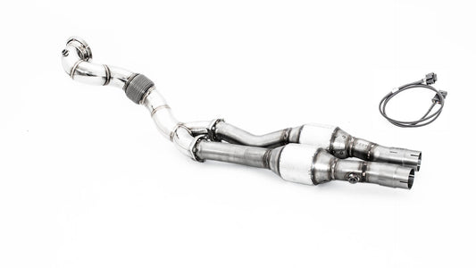 Friedrich Motorsport 1x90mm / 2x70mm Downpipe mit 200 Zellen Sport-Kat. Audi RS3 8V Sportback Quattro