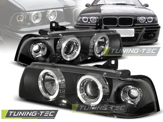 Tuning-Tec LED Angel Eyes Scheinwerfer für BMW 3er E36 Coupe/Cabrio 90-99 schwarz