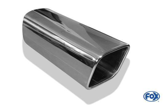 FOX Anschweißendrohr Typ 70 110x110 mm / Länge: 300 mm  - rechteckig abgerundet / eingerollt / 15°abgeschrägt / ohne Absorber