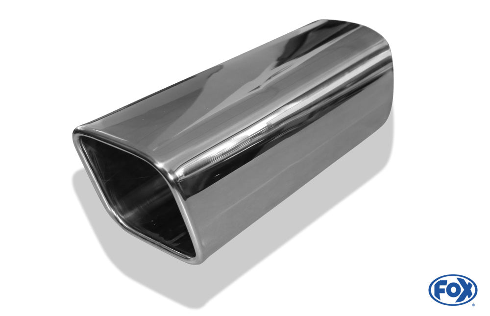 FOX Anschweißendrohr Typ 70 110x110 mm / Länge: 300 mm  - rechteckig abgerundet / eingerollt / 15°abgeschrägt / ohne Absorber