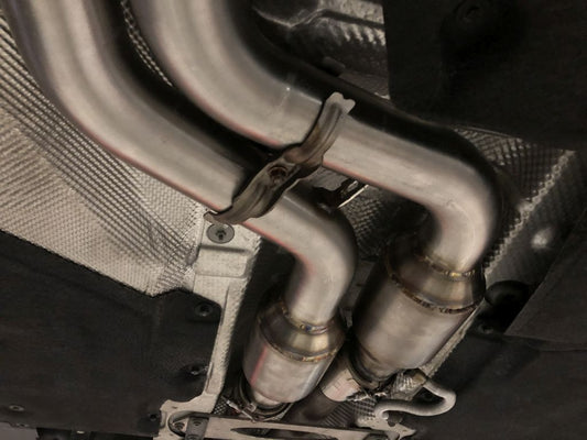 FMS 2x70mm Downpipe mit 200 Zellen HJS Sport-Kat. Edelstahl