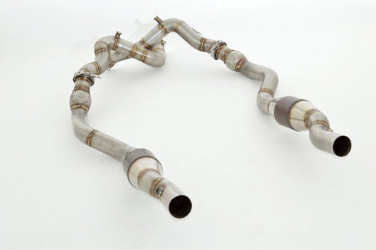 Friedrich Motorsport 2x 76mm Downpipe mit 100 Zellen Sport-Kat. Edelstahl