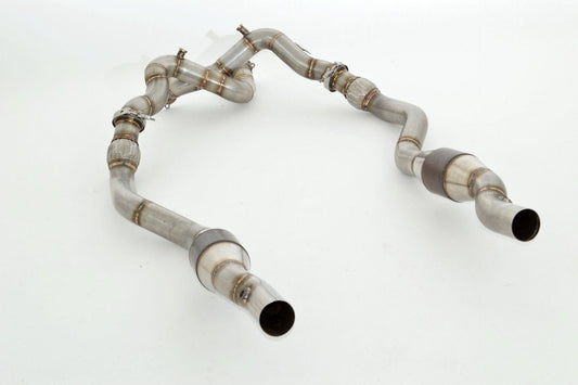 FMS 2x 76mm Downpipe mit 200 Zellen HJS Sport-Kat. Edelstahl