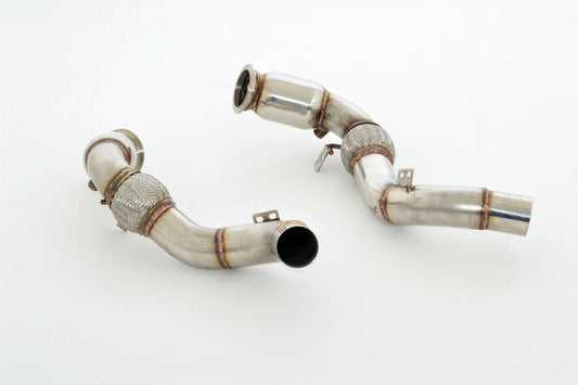 FMS 2x 76mm Downpipe mit 200 Zellen Sport-Kat. Edelstahl