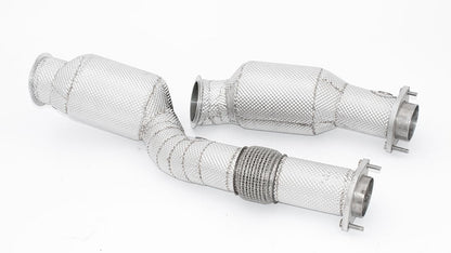 Friedrich Motorsport 2x76mm Downpipe mit 200 Zellen Motorsport-Kat. Edelstahl