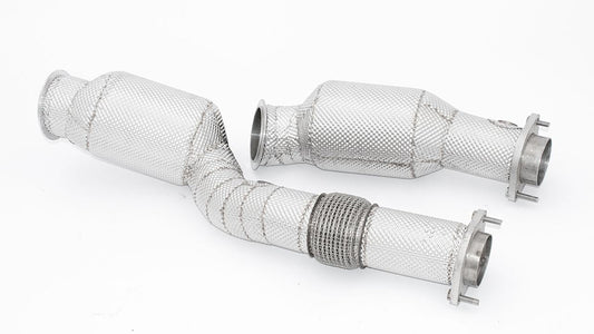 Friedrich Motorsport 2x76mm Downpipe mit 200 Zellen Motorsport-Kat. Edelstahl