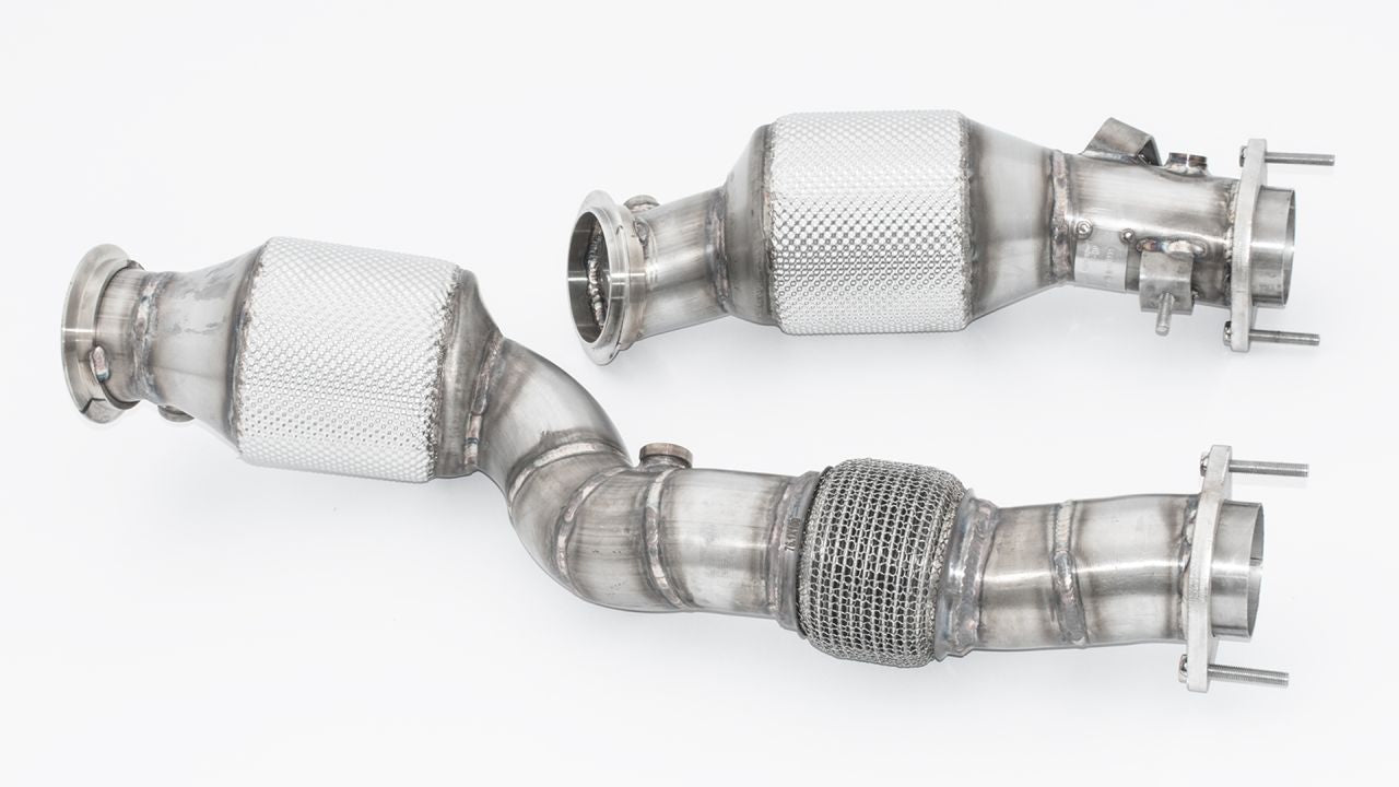 Friedrich Motorsport 2x76mm Downpipe mit 200 Zellen Motorsport-Kat. Edelstahl