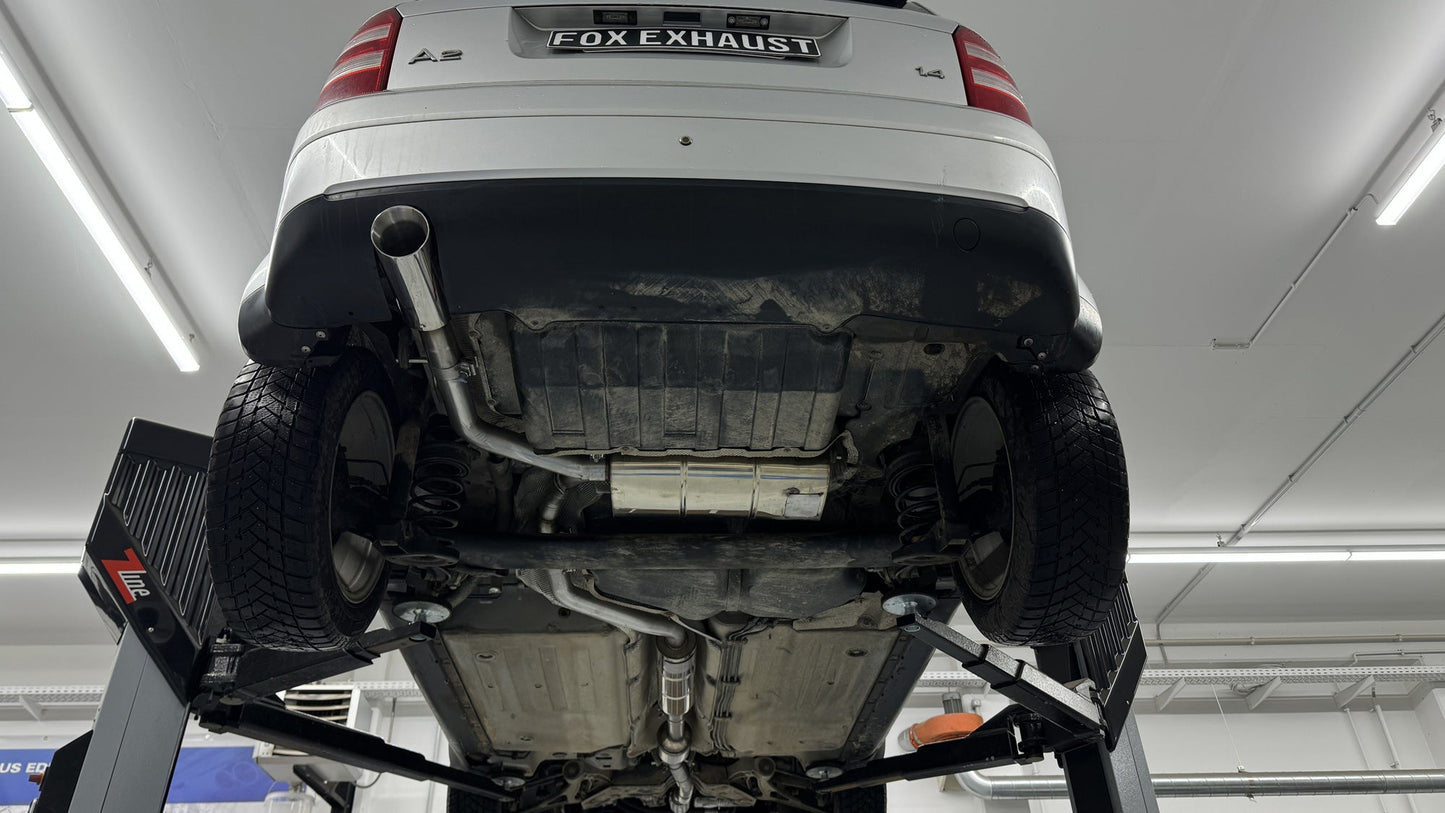 FOX Audi A2 - 1,6l Halbanlage ab Kat - 1x90 Typ 25 (Bestehend aus End- und Vorschalldämpfer mit Endrohr)