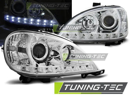 Tuning-Tec LED Tagfahrlicht Scheinwerfer für Mercedes Benz ML W163 98-01 Chrom