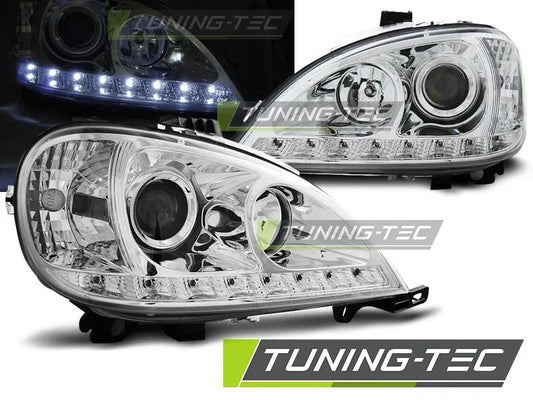 Tuning-Tec LED Tagfahrlicht Scheinwerfer für Mercedes Benz ML W163 98-01 Chrom