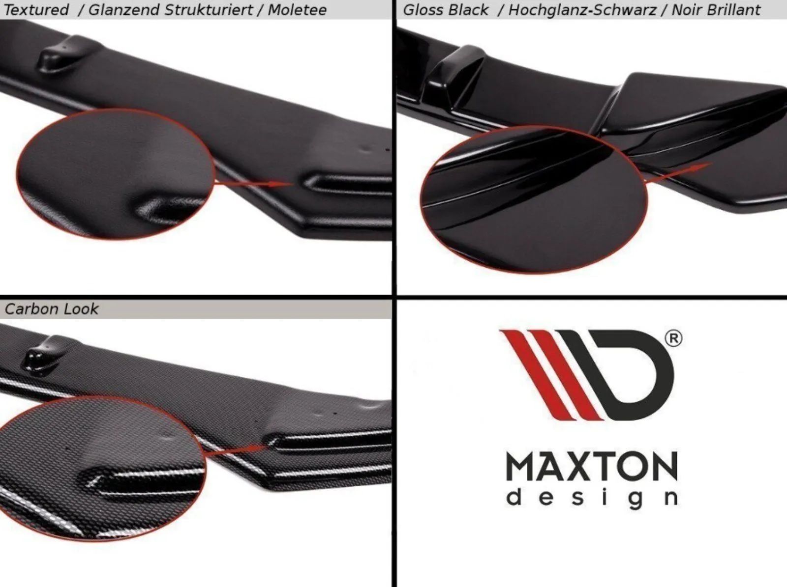 MAXTON Diffusor Heck Ansatz für Volkswagen Tiguan R Mk2 Facelift 2020- schwarz Hochglanz
