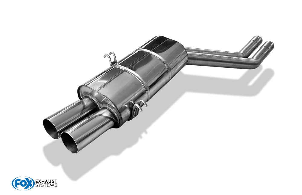 FOX BMW E32 730i/ 740i/ 740iL/ 750i/ 750iL Endschalldämpfer Ø2x63,5mm inkl. Montagematerial - 2x76 Typ 10