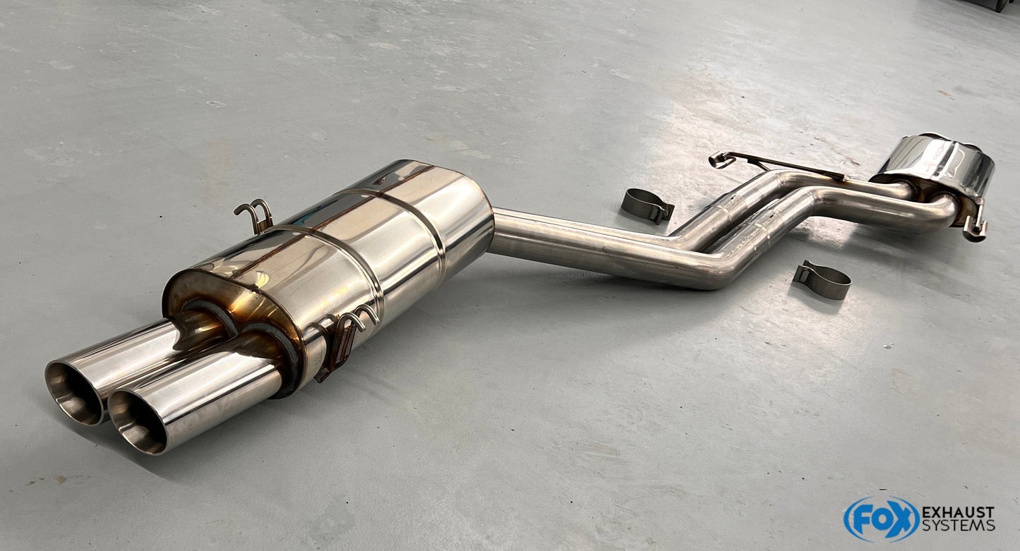 FOX BMW E32 740i Endschalldämpfer und Vorschalldämpfer Ø2x63,5mm inkl. Montagematerial - 2x76 Typ 25