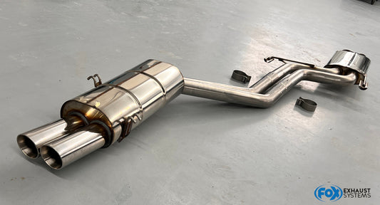 FOX BMW E32 740i Endschalldämpfer und Vorschalldämpfer Ø2x63,5mm inkl. Montagematerial - 2x76 Typ 25